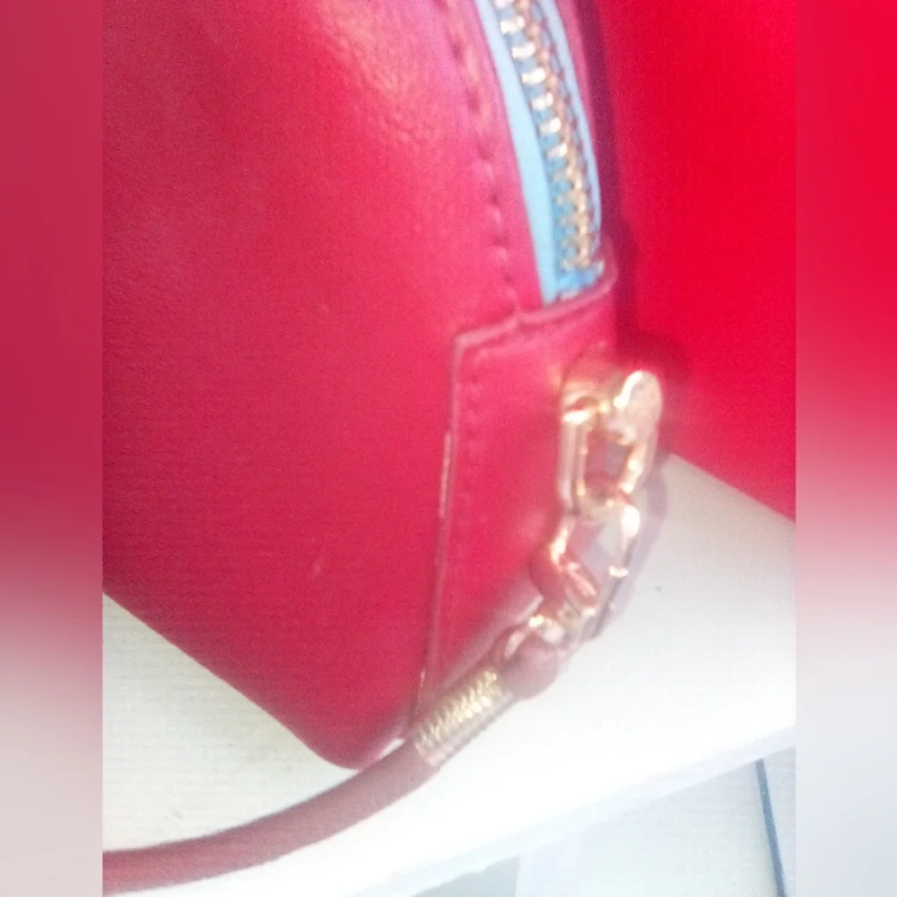 Red Leather Tassel Detail Crossbody Bag